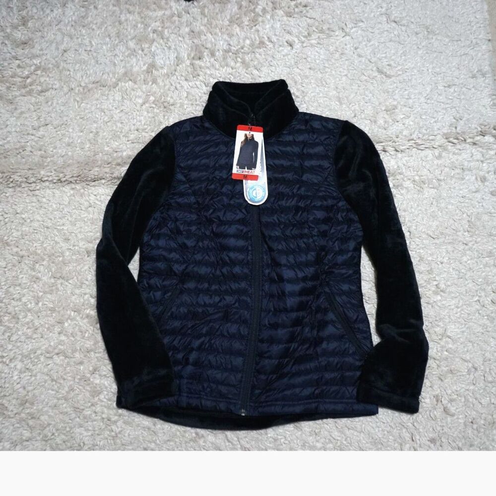 New! 32 Degrees Fleece Puffer Full Zip Navy Blue Size Medium Jacket